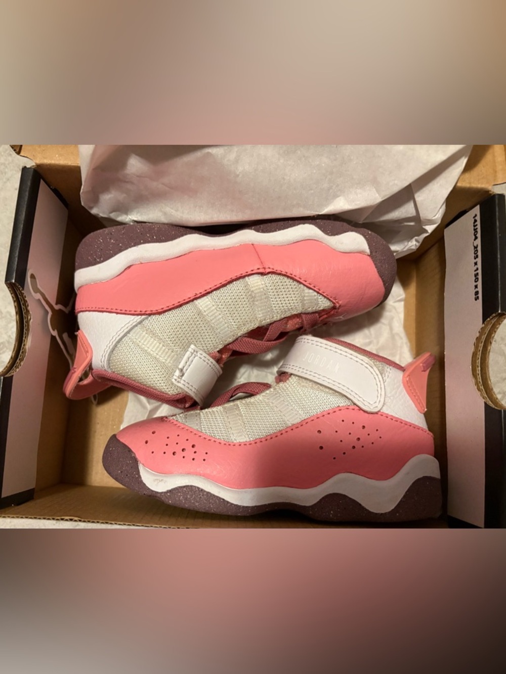 Jordan Kids Pink and White Strap Sneakers